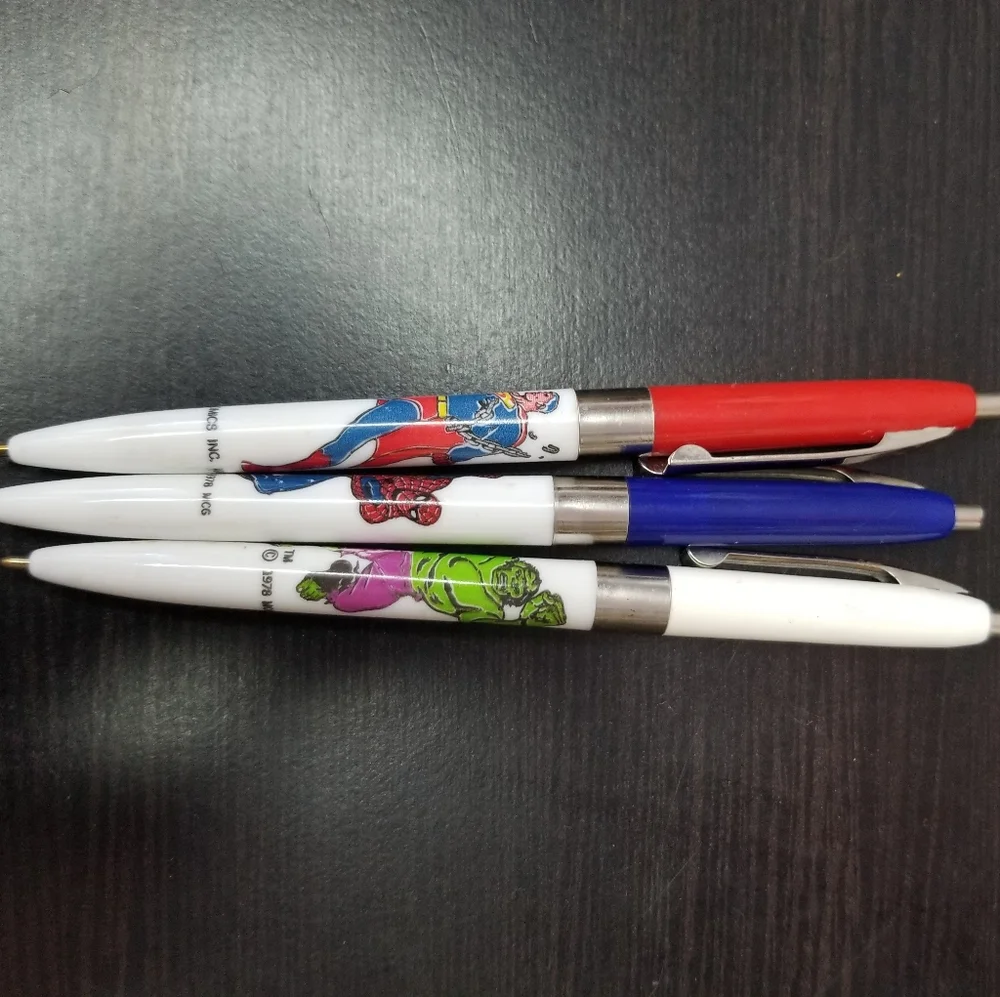 Marvel Spiderman/Hulk/Superman Ball Point Pen 1978 Made in USA Non Writing
